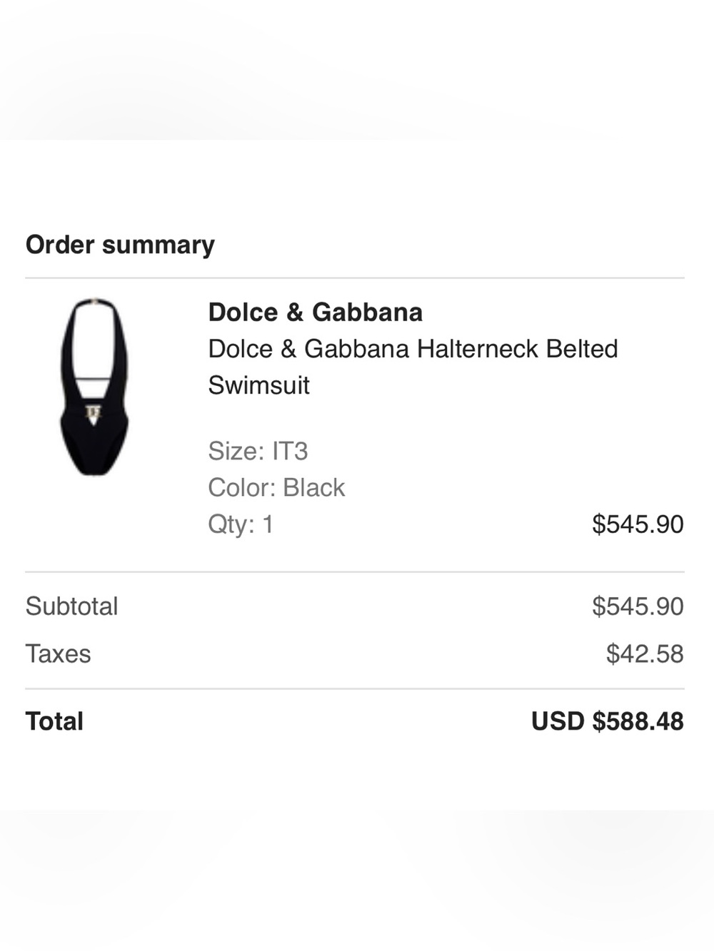 Dolce & Gabbana Black Halter One-Piece Swimsuit with Belt